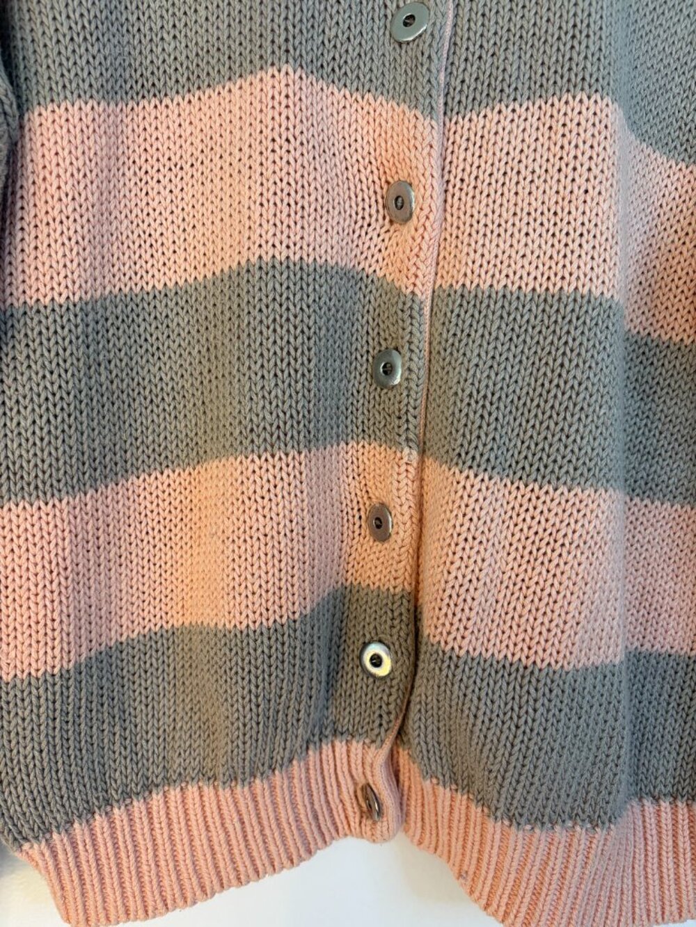 Outback Red Vintage Pink Gray Stripe Button Up Cardigan - Picture 3 of 6